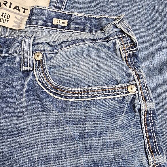 Ariat Men's Relaxed Boot Cut Jeans Medium Wash 100% Cotton Wais 17.5 IS 29 - Picture 4 of 14